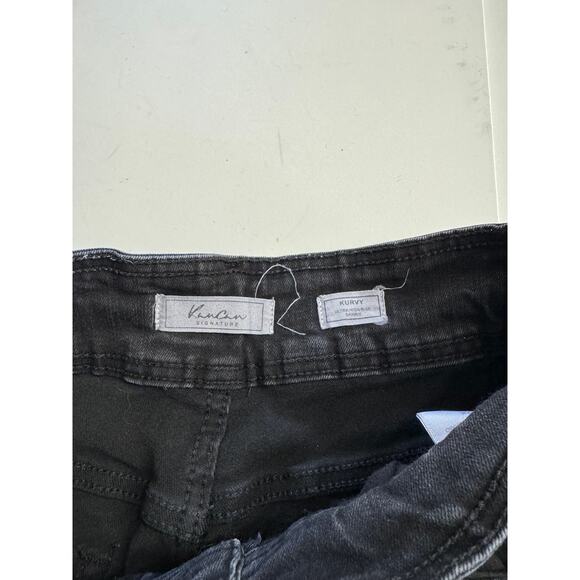 KanCan Kurvy Ultra High Button Fly Rise Skinny Black Washout Size 28 - Picture 3 of 7